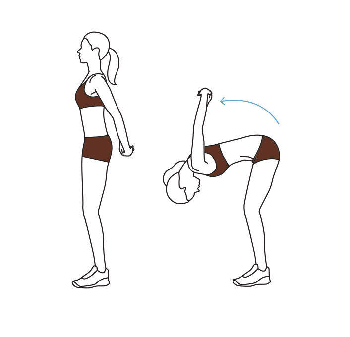 A drawing of a woman stretching