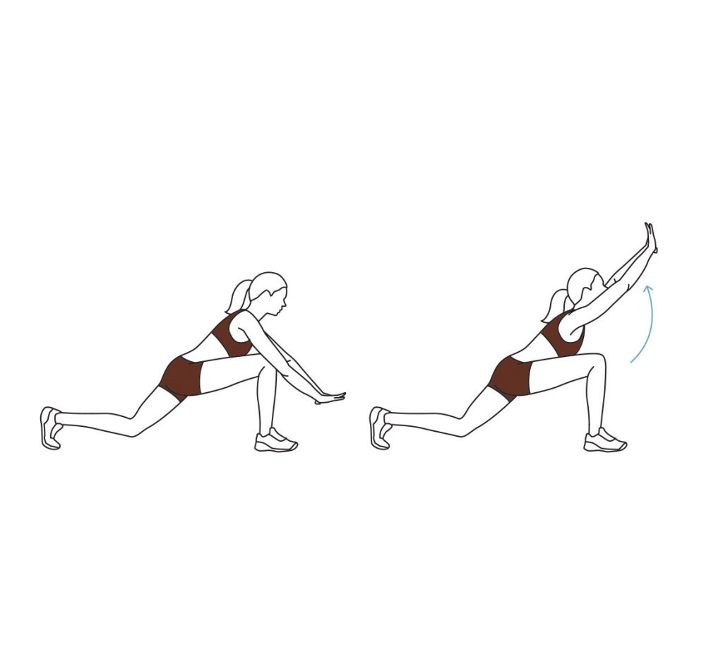 A drawing of a woman stretching