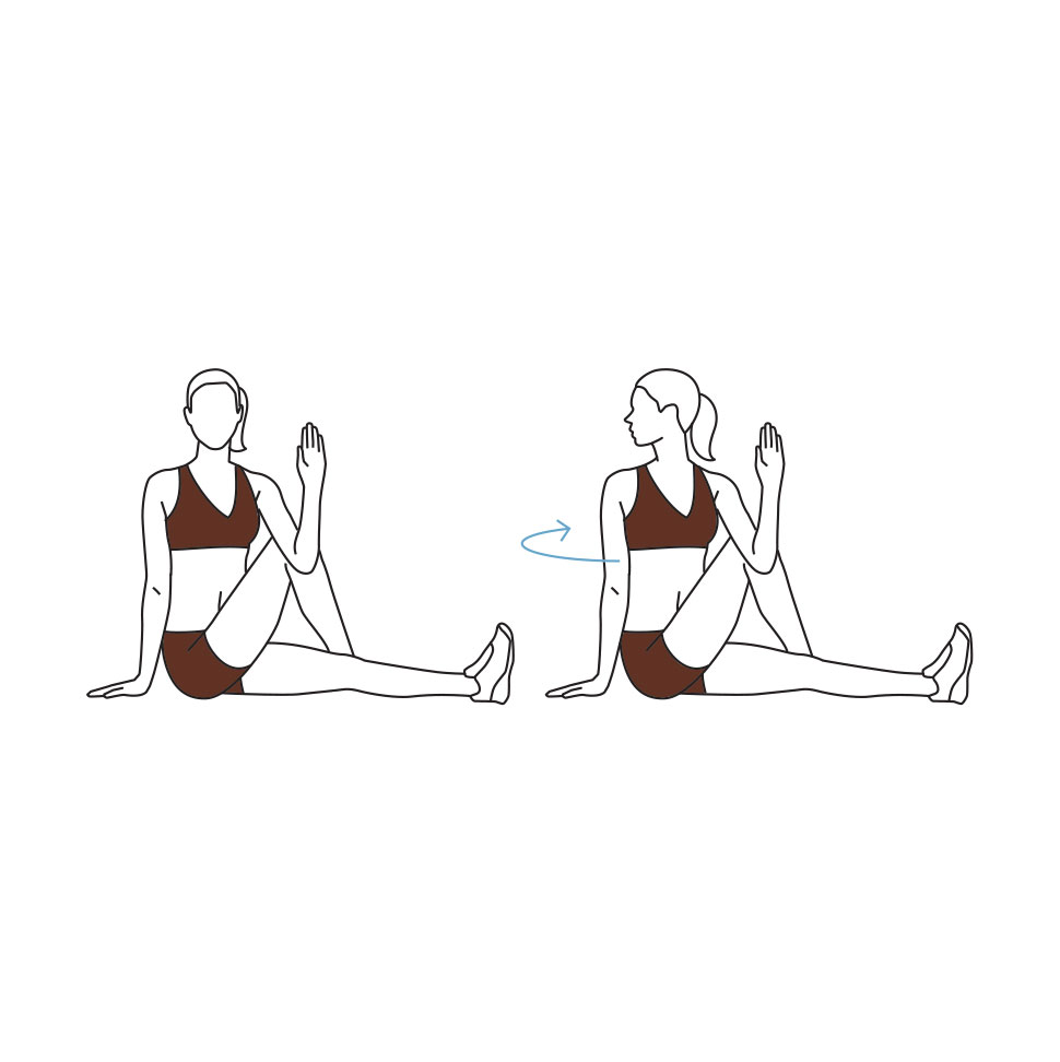 A drawing of a woman stretching