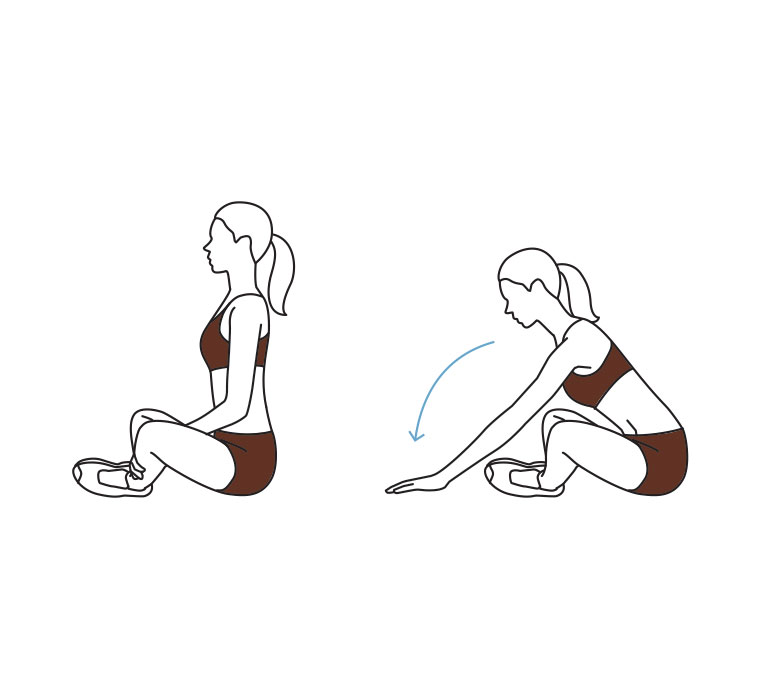 A drawing of a woman stretching