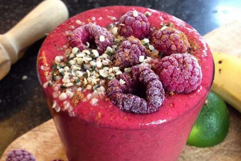 a raspberry smoothie