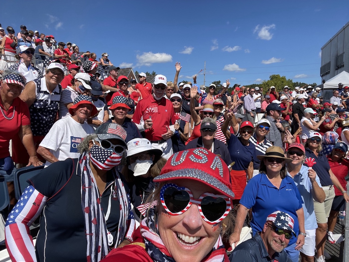 Debbie O'Connell with friends and fans at the Solheim Cup