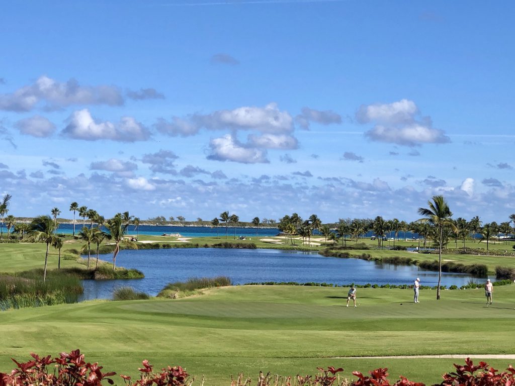 The view of the ocean club golf course at Atlantis.