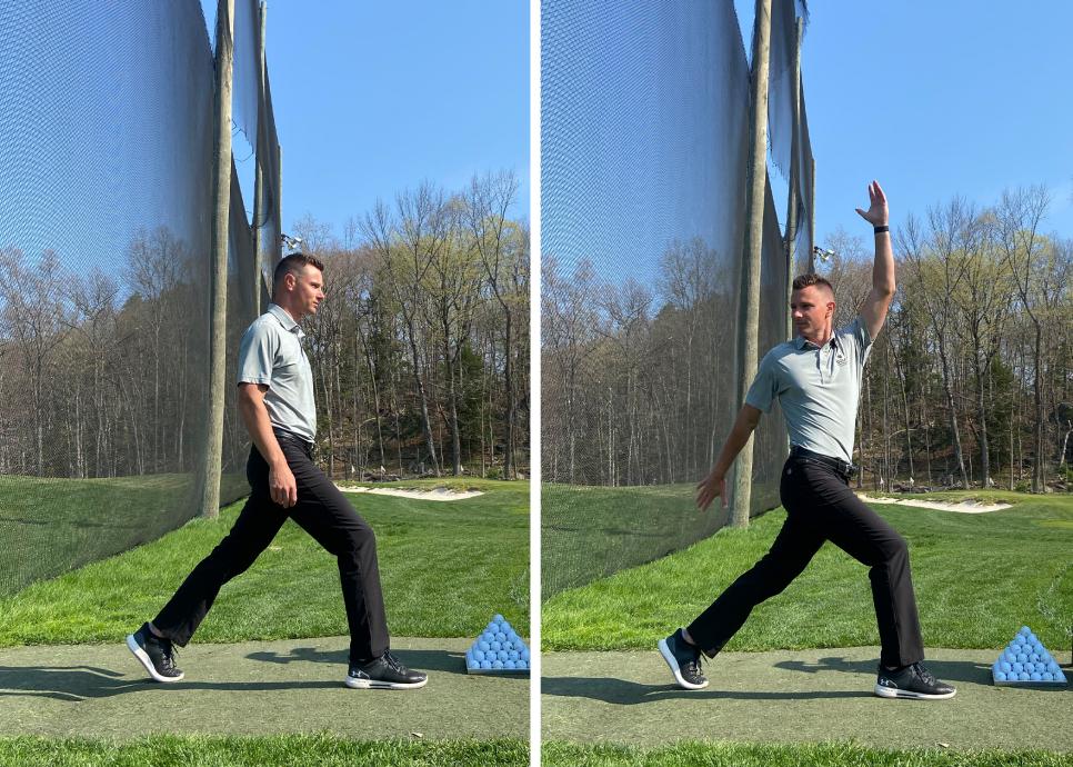 a man doing reverse lunges