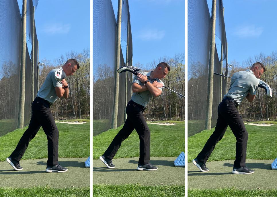 A man doing split rations with a golf club