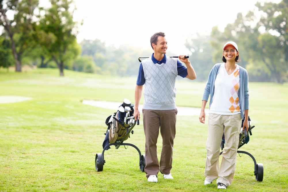 Golfer practicing focus and mindset to improve performance